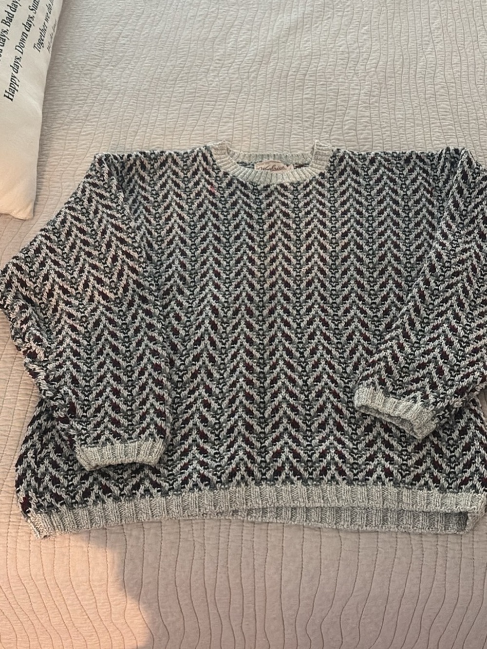 Woolrich Chevron Knit Crewneck Sweater in Gray and Black